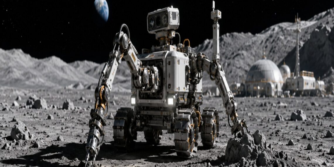Enquanto todos debatem como colonizar a Lua, a China já testa um robô construtor "pedreiro" para erguer uma base lunar com máquinas fazendo o trabalho pesado