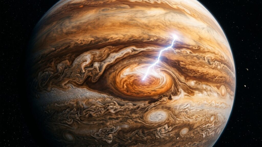 Raios até 100 vezes mais fortes que os da Terra podem estar surgindo em tempestades ocultas de Júpiter