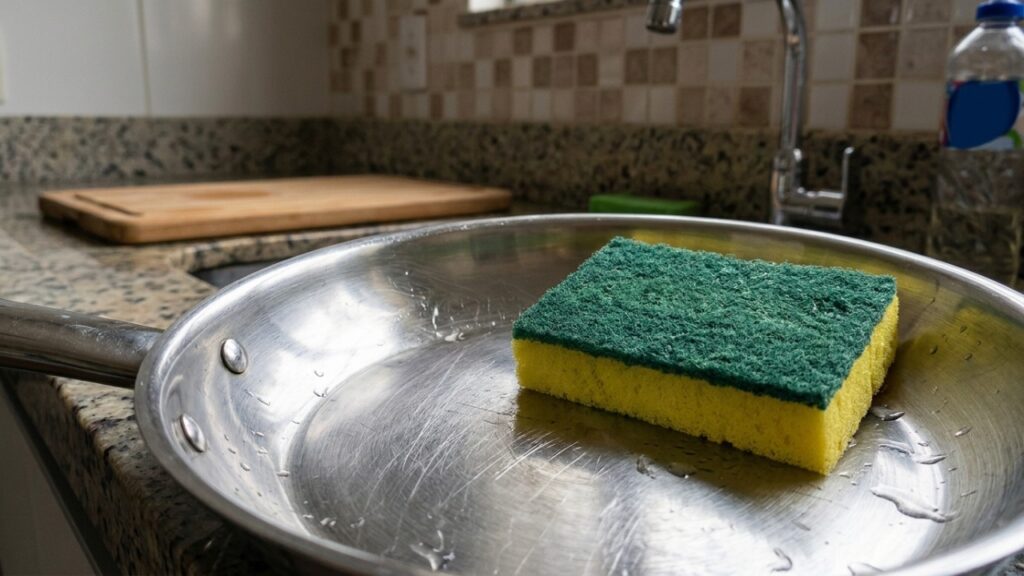 Para que serve o lado áspero da esponja de cozinha, já que ele geralmente risca a panela em vez de limpar melhor?