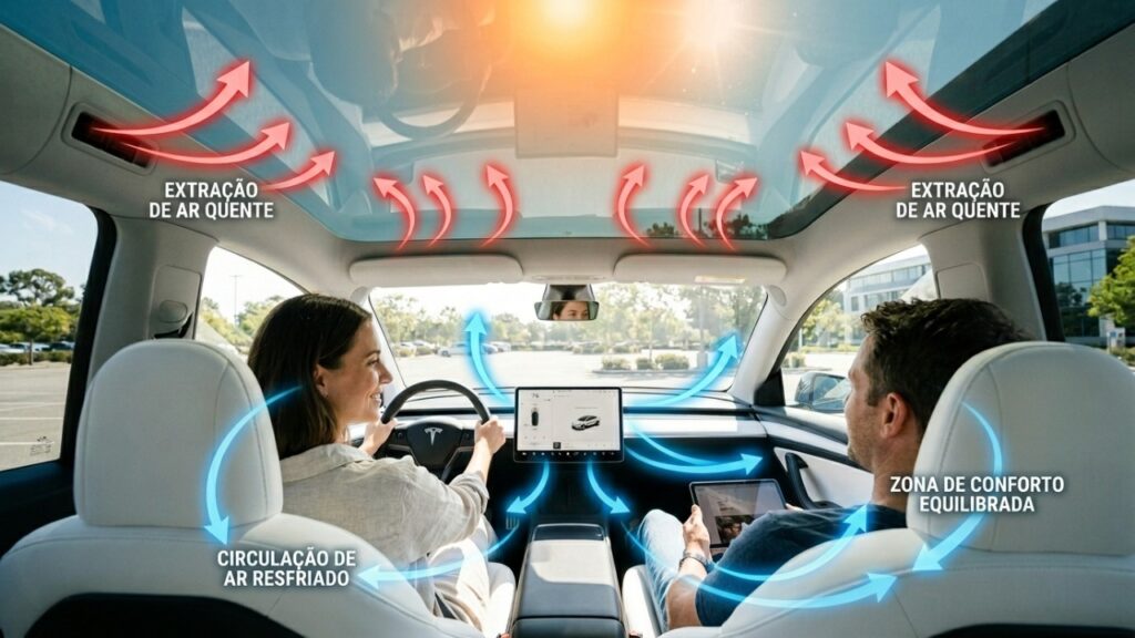 Tesla cria um sistema para reduzir o calor em seus tetos panorâmicos de vidro