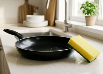 Para que serve a parte áspera da esponja de cozinha clássica, já que ela geralmente risca a panela em vez de limpar melhor?