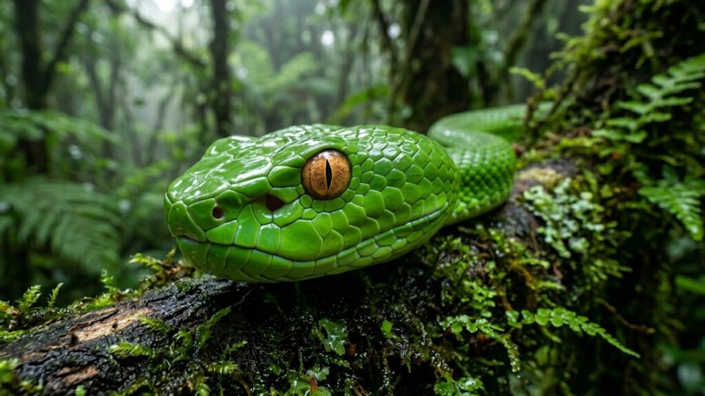 Cobra verde brilhante ficou décadas escondida diante dos nossos olhos e agora intriga cientistas