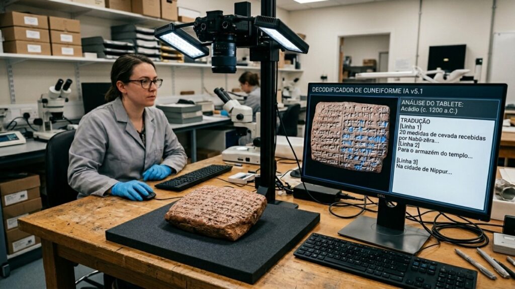 Tecnologia alemã usa inteligência artificial para revelar escrita de 3 mil anos apagada pelo tempo