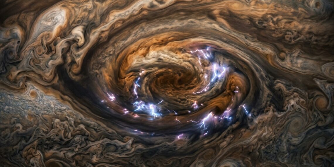 Raios até 100 vezes mais fortes que os da Terra podem estar surgindo em tempestades ocultas de Júpiter