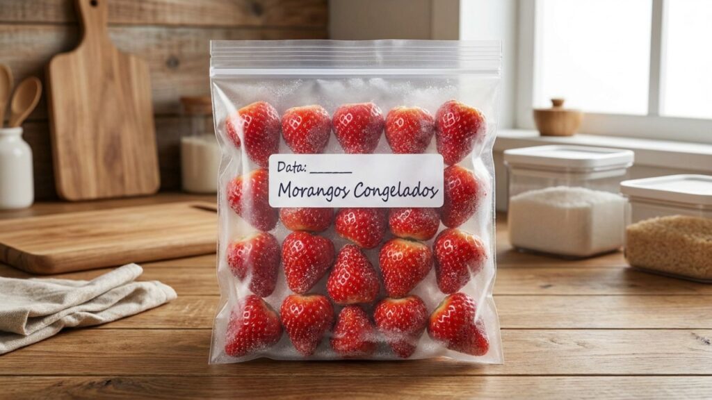 Pare de guardar morangos lavados e molhados dentro do pote fechado: essa é a maneira correta de secar e congelar para preservar a fruta soltinha