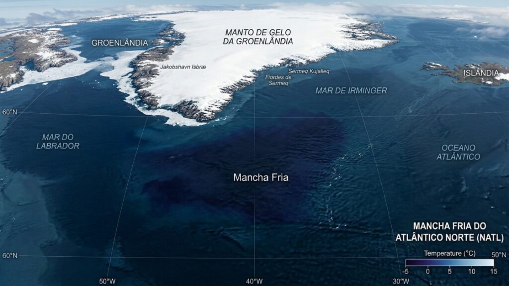 Mancha fria no Atlântico Norte intriga cientistas enquanto o planeta bate recordes de calor