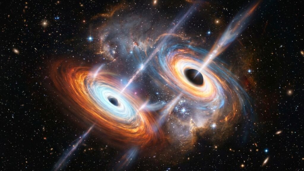 Astrônomos detectam par próximo de buracos negros supermassivos pela primeira vez