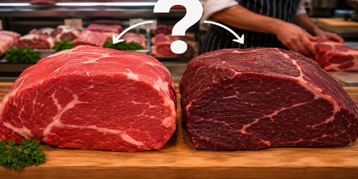 Qual você deve comprar: o pedaço mais claro ou o mais escuro de um delicioso corte de carne bovina? Como escolher carne fresca com base nas diferenças de cor…