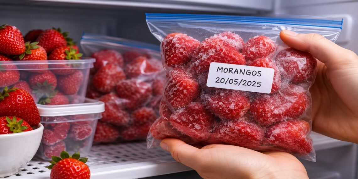 Pare de guardar morangos lavados e molhados dentro do pote fechado: essa é a maneira correta de secar e congelar para preservar a fruta soltinha