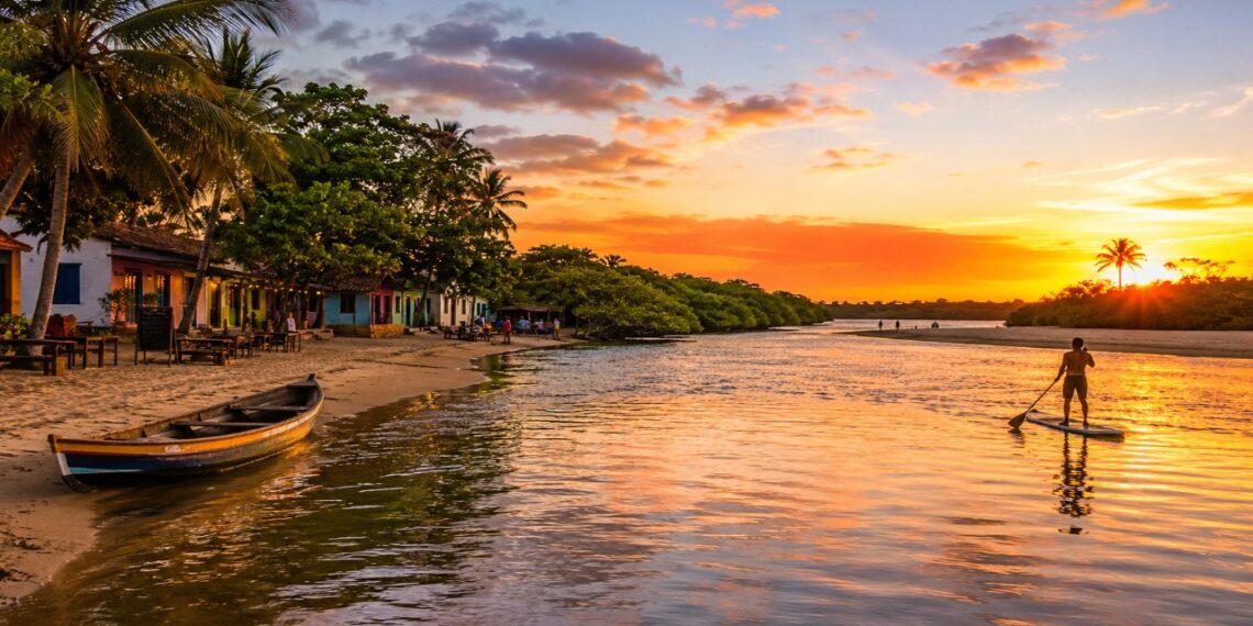 Ruas de areia, encontro do rio com o mar e praias quase intocadas: o charme da vila mais cobiçada do sul da Bahia