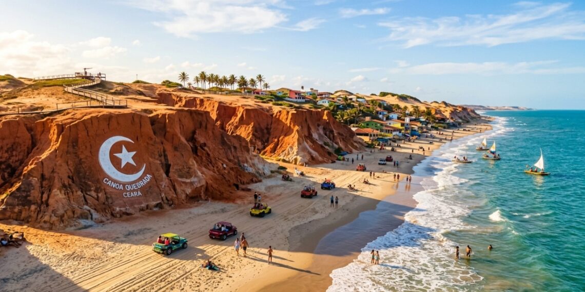 Paraíso dos ventos de padrão internacional reúne paredões de areia colorida de até 30 metros e o ritmo desacelerado da praia