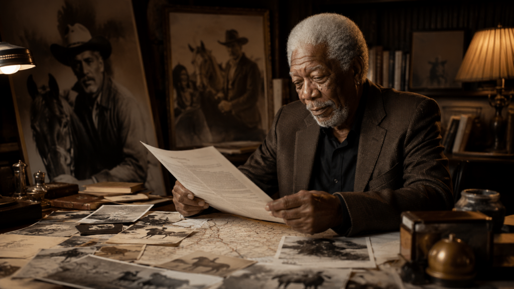 O projeto mais importante da vida de Morgan Freeman segue vivo (Imagem gerada por inteligência artificial)