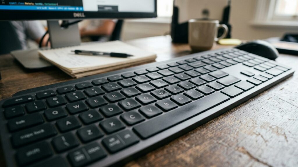 As marcas nas teclas do computador servem como referência tátil
