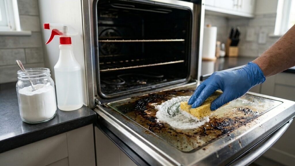 O melhor truque para limpar o vidro do forno sem esforço