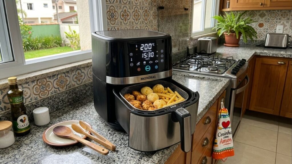 O que deve ser ajustado primeiro, o tempo ou a temperatura da Air Fryer, para evitar danos mecânicos na engrenagem e falhas no aquecimento?