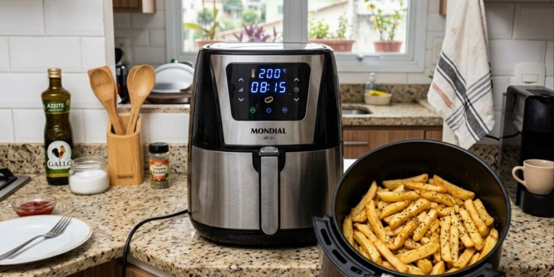 O que deve ser ajustado primeiro, o tempo ou a temperatura da Air Fryer, para evitar danos mecânicos na engrenagem e falhas no aquecimento?