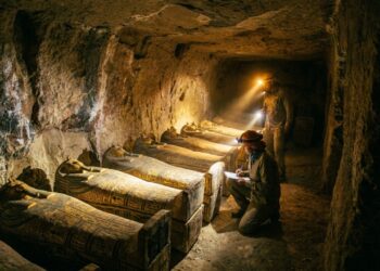 Pesquisadores encontram uma câmara mortuária intocada sob Luxor contendo dezenas de caixões pintados e papiros selados em um local onde se acreditava que tudo já havia sido escavado