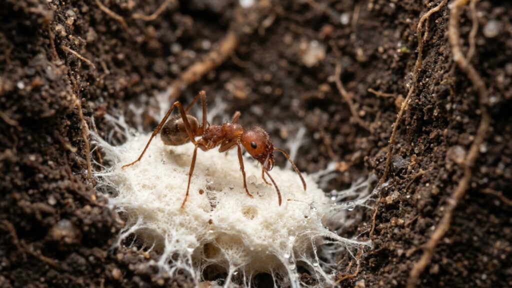 A formiga pequena da Amazônia que ganhou notoriedade na ciência por, além de cultivar fungos aliados, ser capaz de construir enormes estruturas agrícolas sob o solo.