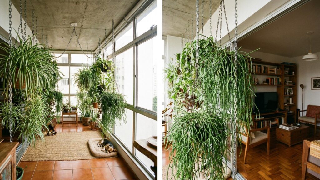 8 plantas pendentes que purificam o ar da varanda e ainda ficam altas o suficiente para não serem mastigadas pelos cães