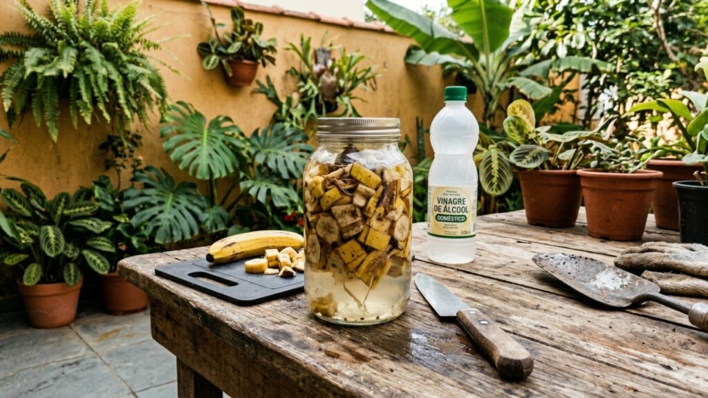 Combinação de casca de banana e vinagre: para que serve e por que é aconselhável para preservar plantas e afastar pragas de maneira natural