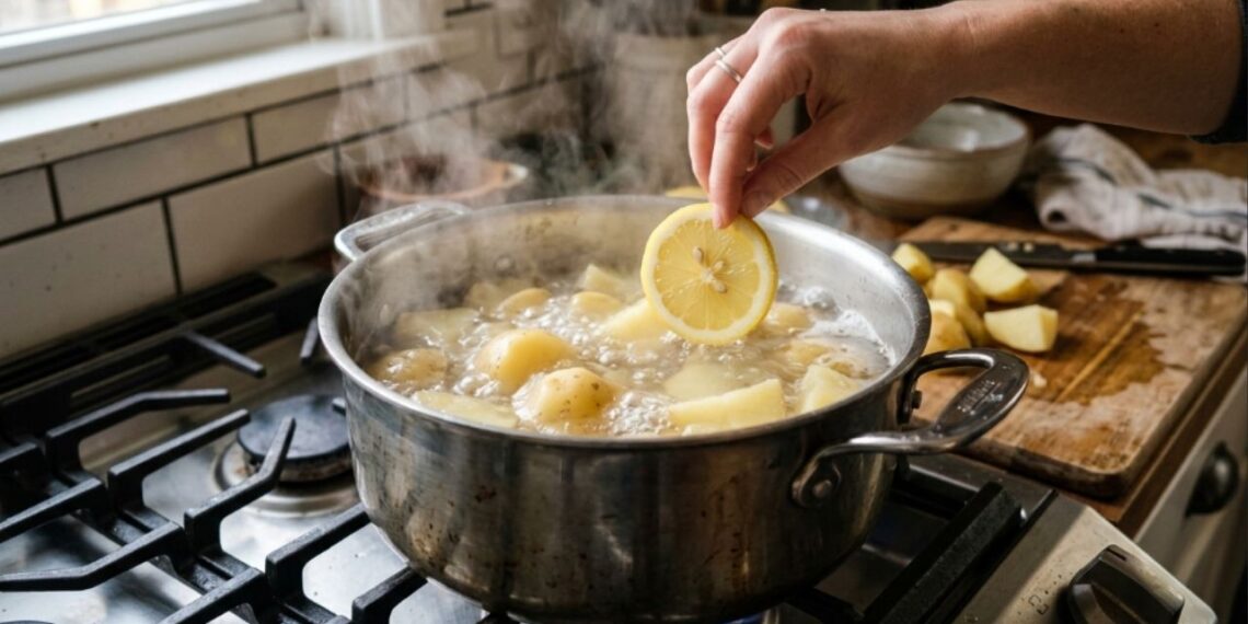 1 colher de sopa de suco de limão na água do cozimento e as batatas cozidas ficam firmes e não desmancham na hora de montar a maionese