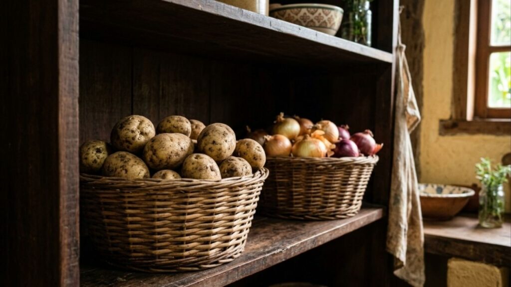 Pare de guardar as batatas cruas junto com as cebolas na mesma fruteira: essa é a maneira correta de armazená-las separadas no escuro para evitar que soltem gases, brotem e estraguem rápido
