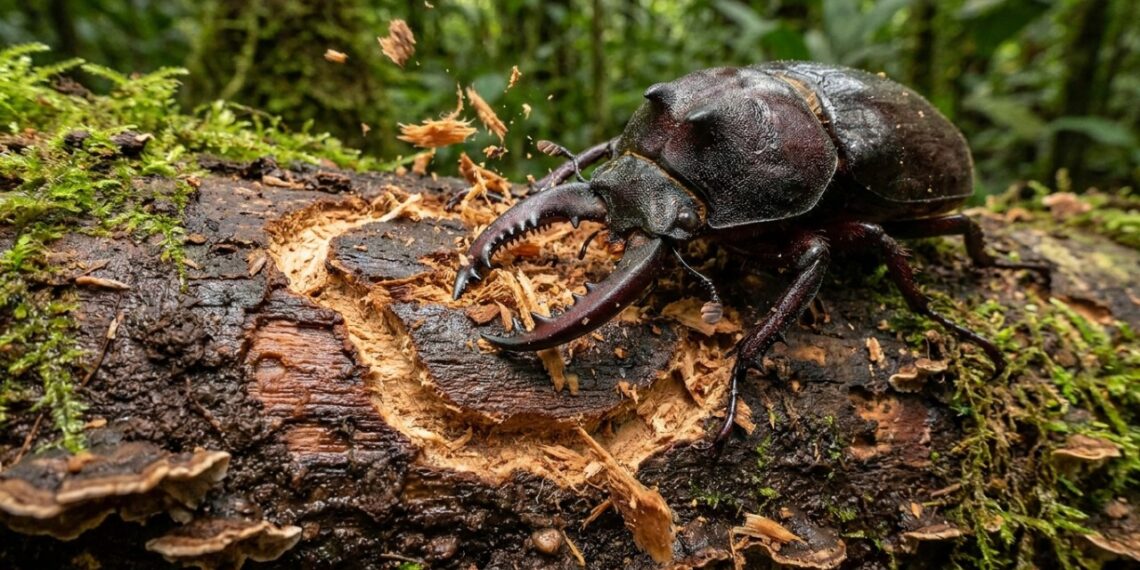 O besouro-rinoceronte que virou destaque na ecologia da Amazônia porque, além de modificar troncos caídos com sua força natural, consegue renovar e fertilizar o solo da floresta