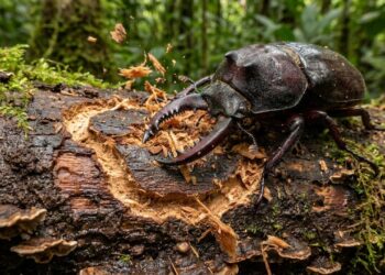 O besouro-rinoceronte que virou destaque na ecologia da Amazônia porque, além de modificar troncos caídos com sua força natural, consegue renovar e fertilizar o solo da floresta