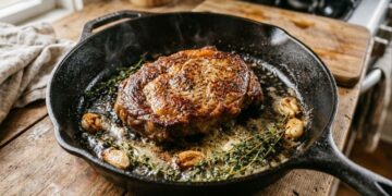 Os melhores chefs concordam: um bife suculento não se faz apenas jogando a carne temperada na frigideira; é preciso selar a peça em fogo altíssimo e adicionar um cubo de manteiga, dentes de alho e ramos de tomilho no final, banhando a crosta