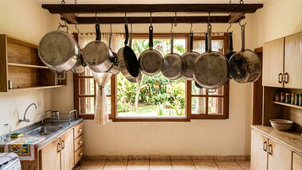 Para que serve o grande furo na ponta do cabo das panelas, já que a enorme maioria das pessoas guarda os utensílios na gaveta e não pendurados na parede?