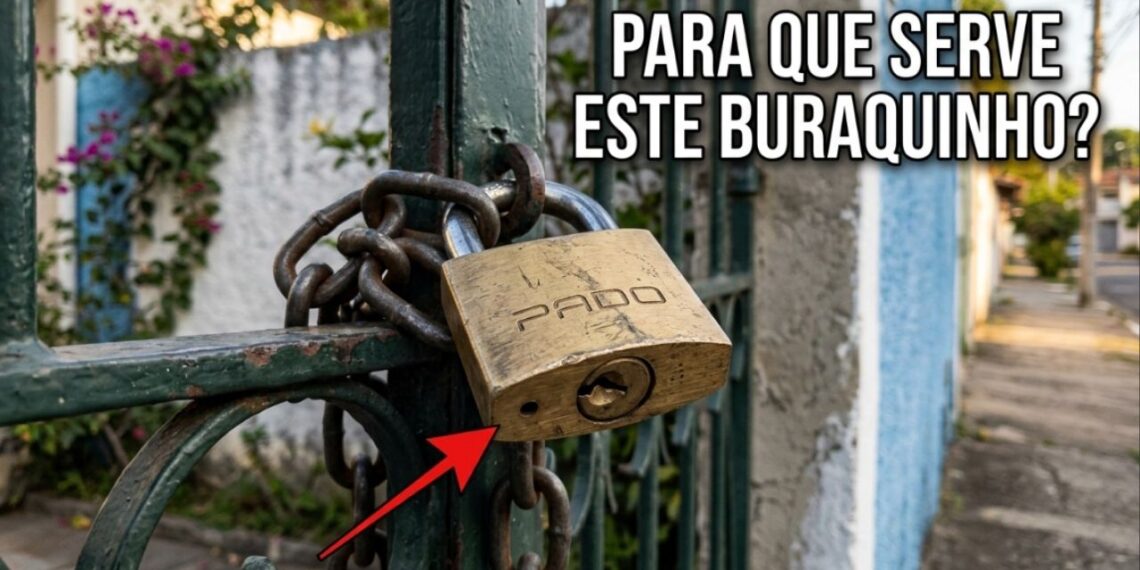 Para que serve o furinho minúsculo escondido na parte de baixo do cadeado do portão da rua?