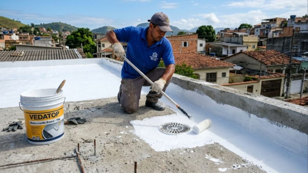 Adeus às calhas de zinco barulhentas que transbordam na chuva: o material impermeável de manta líquida que está tomando o lugar nas coberturas de 2026