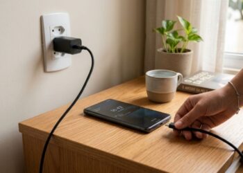 O que deve ser conectado primeiro, o telefone ou o carregador, para evitar danos mecânicos e elétricos na casa?