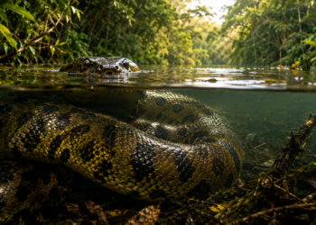 A Sucuri Verde Ganhou Notoriedade Na Fauna Amazonica Devido A Sua Habilidade De Permanecer Submersa Durante Emboscadas Silenciosas E Capturar Presas Com Constricao Poderosa