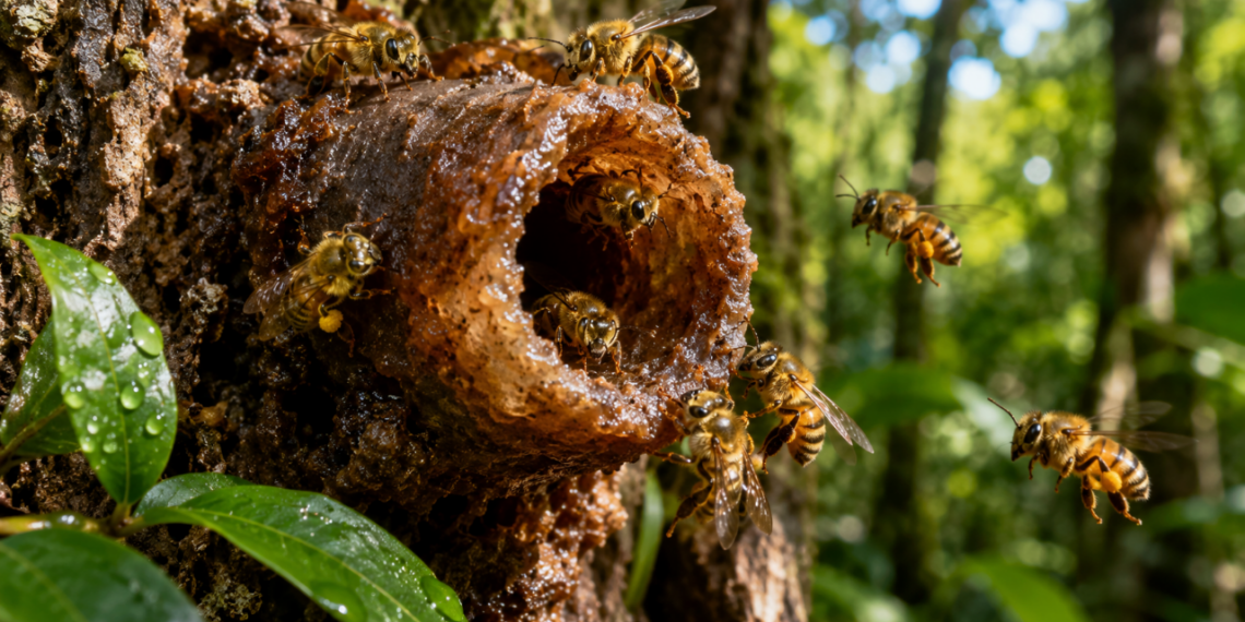 A Abelha Sem Ferrao Da Mata Atlantica Que Ganhou Notoriedade Na Ciencia Por Alem De Produzir Geopropolis Ser Capaz De Construir Entradas De Cera Que Protegem A Colonia
