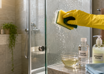 Como Limpar Portas De Blindex Manchadas De Agua Dura O Truque Facil Da Mistura De Detergente Neutro E Vinagre Quente