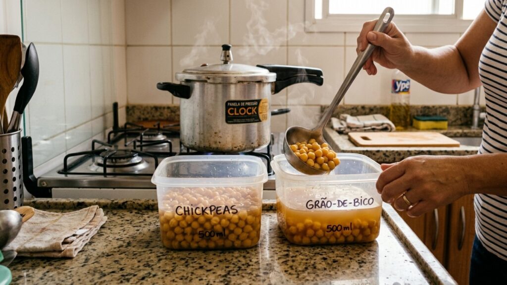 Pare De Guardar O Grao De Bico Cozido Ja Temperado Com Alho E Cominho No Congelador Essa E A Maneira Correta De Congelar Apenas Com A Agua Do Cozimento Para Preservar O Sabor De Feito Na Hora