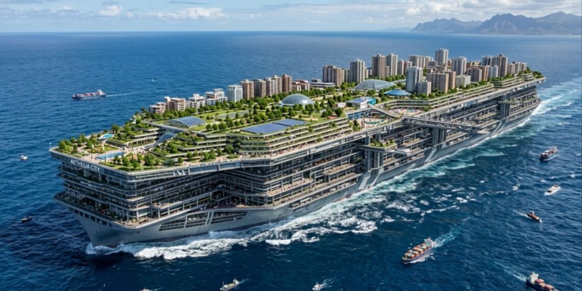 Eles estão construindo a maior cidade flutuante do mundo: 80.000 pessoas, escolas, hotéis, parques e um estádio de futebol