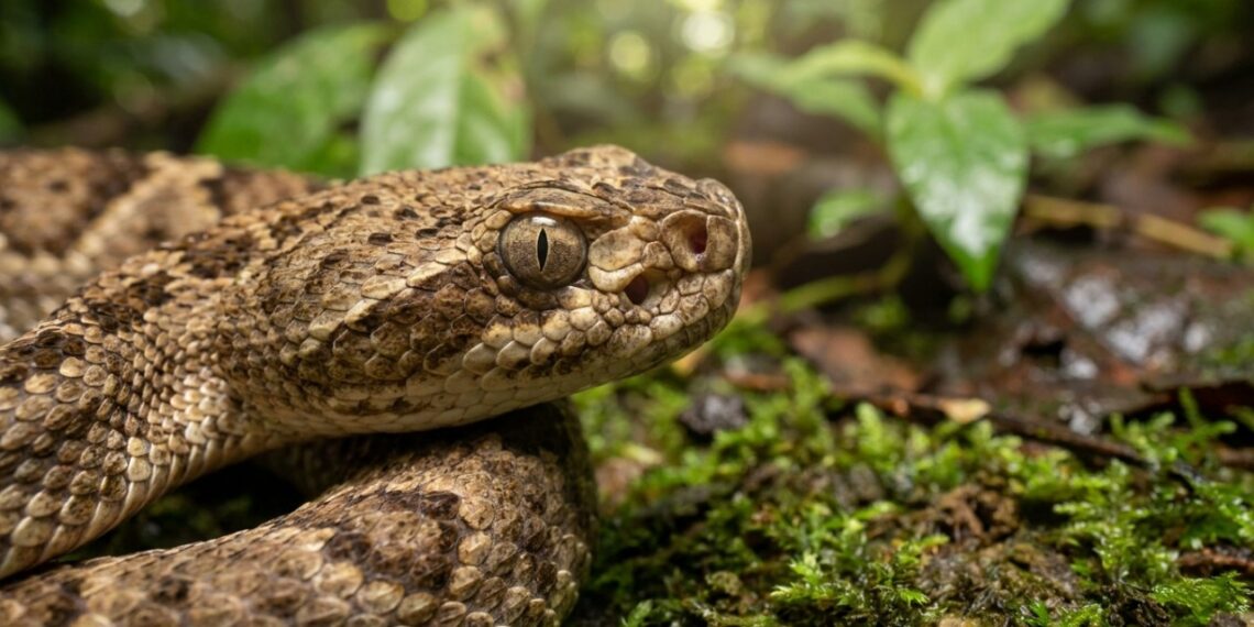 A perigosa cascavel da Amazônia ganhou notoriedade nos estudos de vida selvagem por, além de utilizar suas presas loreais, ser capaz de identificar o calor das presas no escuro da floresta