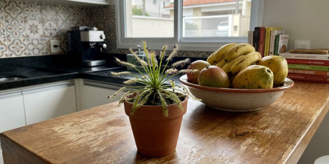 A planta carnívora de fácil cultivo que virou moda em cozinhas porque além de pequena, devora os mosquitinhos das frutas