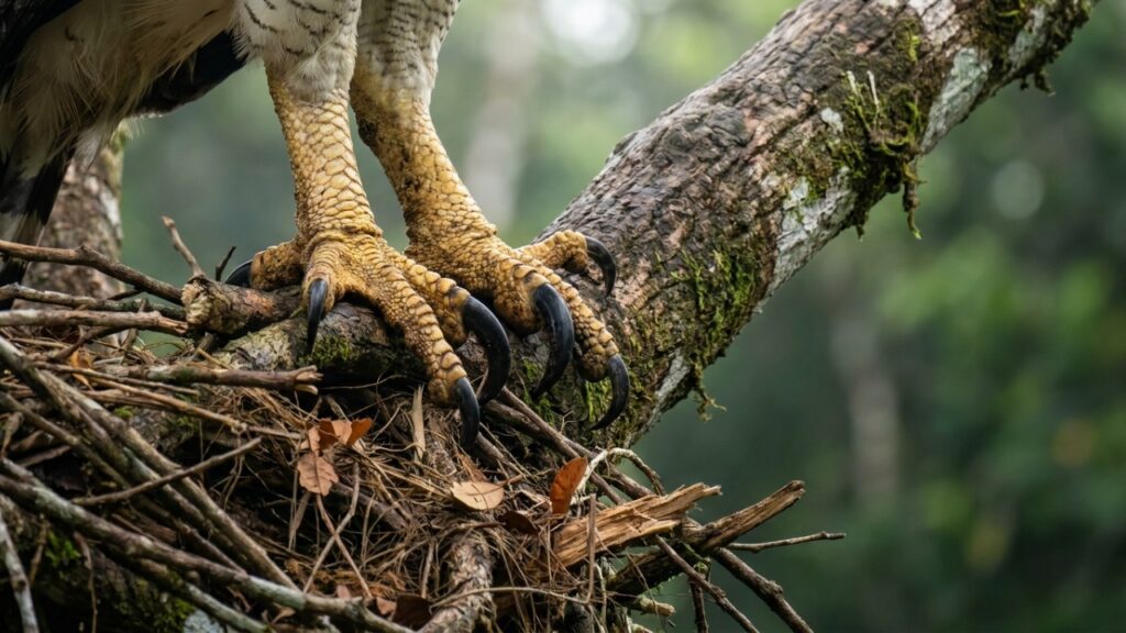 A engenharia biológica do gavião-real que virou destaque na Amazônia porque além de erguer ninhos de até uma tonelada utiliza galhos de árvores emergentes específicas