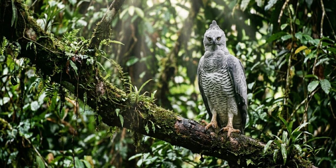 Este gavião-real-falso que virou destaque entre biólogos porque além de habitar a Amazônia consegue utilizar uma plumagem quase idêntica à da harpia para confundir presas e competidores
