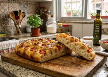 Um segredo simples na fermentação da focaccia feita em casa é suficiente para torná-la extremamente macia e ideal para petiscos