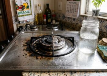 Como remover crostas queimadas das bocas do fogão sem riscar o inox: o truque fácil de deixar as peças de molho no vinagre quente que está na moda nas redes sociais