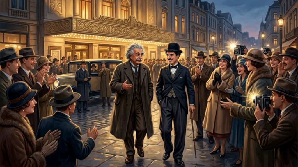 Charlie Chaplin, ao comentar a popularidade e a genialidade de Albert Einstein, falou: "A sua glória é maior que a minha. O mundo inteiro o admira, mesmo sem entender uma palavra do que você diz."