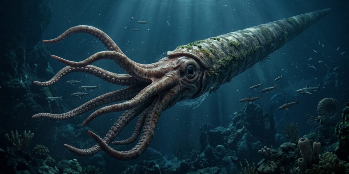 Um polvo gigante chamado Nanaimoteuthis haggarti viveu nos oceanos entre 100 e 70 milhões de anos atrás, na época dos dinossauros