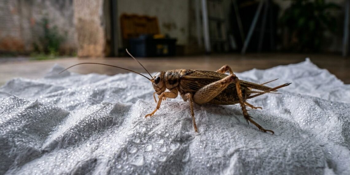 Basta uma folha amassada e úmida nos cantos da garagem para se livrar de grilos barulhentos de vez