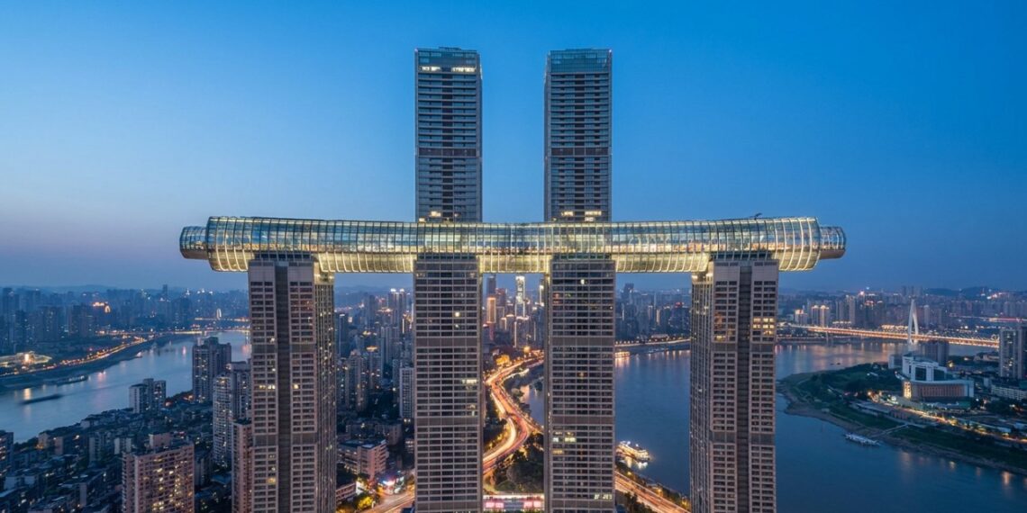 Megaprojeto de engenharia considerado impossível pela arquitetura surpreende o mundo ao suspender um arranha-céu horizontal de 12.000 toneladas a 250 metros de altura