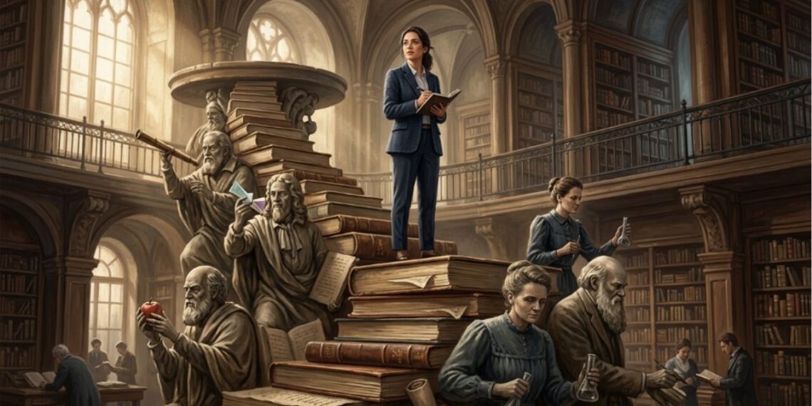 Isaac Newton, ao comentar como suas imensas descobertas científicas dependiam dos pensadores que vieram antes dele, disse: "Se vi mais longe, foi por estar de pé sobre ombros de gigantes."