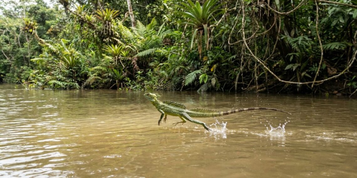 O tamanquaré amazônico que virou destaque na ciência porque, além de desafiar a gravidade, consegue caminhar sobre a água por meio de um fenômeno biomecânico único